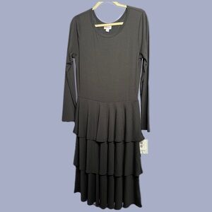 LuLaRoe Solid Black Georgia Tiered Dress Size Large